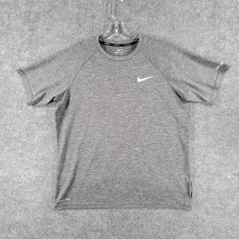 Nike Dri-Fit‎ Swim T-Shirt Mens M Heather Hydroguard Gray Comfy Short Sleeve